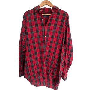Ralph Lauren Blake LG 100% Cotton Red Plaid Button Down Pony Logo Holiday